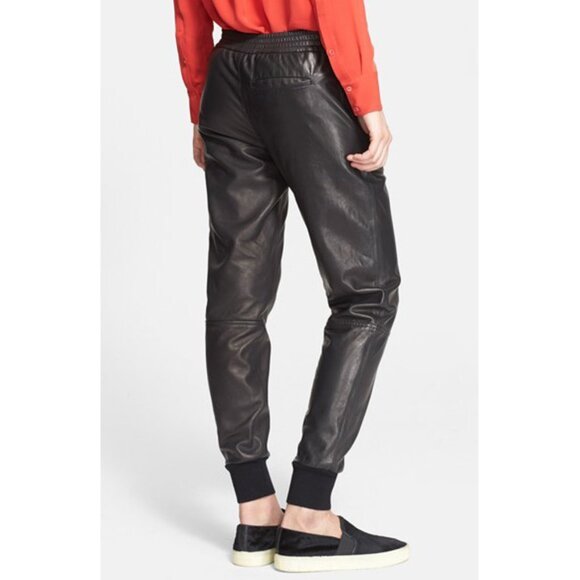 Vince Black Leather Joggers, size Small - Picture 2 of 6